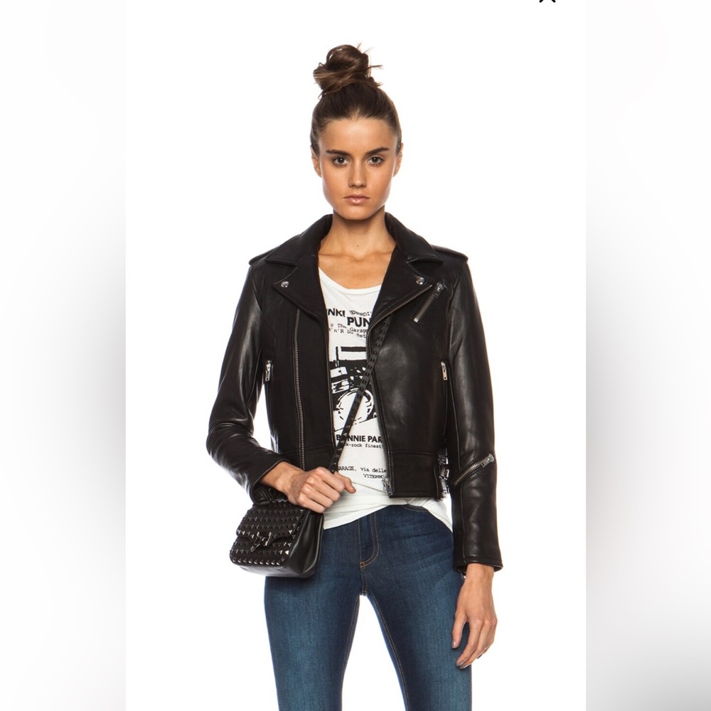 IRO Chaya Leather Biker Jacket Sz 40